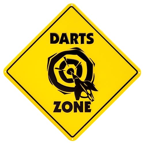 Großes 35 x 35 cm Blechschild, geprägtes Deko Schild für Darts Fans - Lets Play Darts - One Hundred and Eighty - Darts Zone von LuckyLinde
