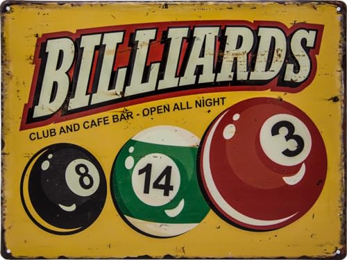 Großes geprägtes 40 x 30 cm Blechschild – Billard, Pool – Deko Schild von LuckyLinde