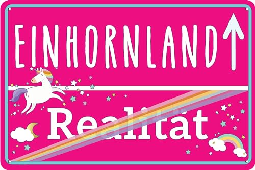 LUCKYLINDE - 30x20cm Blechschild, Kinderzimmer Deko Schild – lustiger Spruch - „Hier beginnt das Einhornland“ LUCKYLINDE - 30x20cm Blechschild, Kinderzimmer Deko Schild – lustiger Spruch - „Hier beginnt das Einhornland“ von LuckyLinde