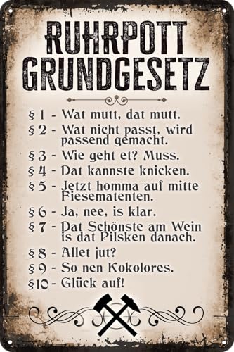 LUCKYLINDE – Retro Blechschild, lustiger Spruch – Ruhrpott Grundgesetz, 20 x 30 cm LUCKYLINDE – Retro Blechschild, lustiger Spruch – Ruhrpott Grundgesetz, 20 x 30 cm von LuckyLinde