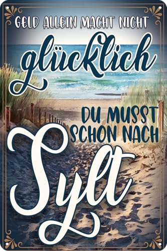 LUCKYLINDE – Retro Blechschild, lustiger Spruch für Nordsee und Meer Fans, „Geld allein macht nicht glücklich...“ LUCKYLINDE – Retro Blechschild, lustiger Spruch für Nordsee und Meer Fans, „Geld allein macht nicht glücklich...“ von LuckyLinde