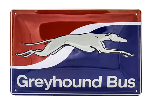 LUCKYLINDE geprägtes Blechschild passend für Werkstatt Fans, Garagen Tankstelle Rallye Auto Oldtimer Schild, Pin Up Girl, 20 x 30 cm (Greyhound) von LuckyLinde