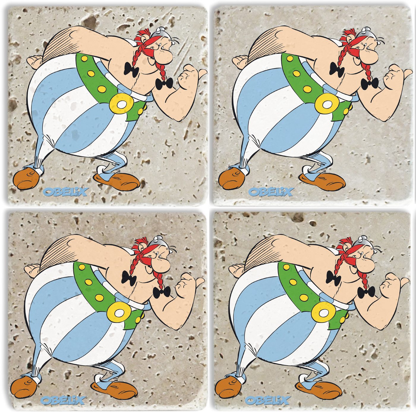 LuckyLinde Getränkeuntersetzer Obelix Motiv Fliesen Steine, Set, 4-tlg., Asterix Set Topfuntersetzer Naturstein Untersetzer 10x10x1cm LuckyLinde Getränkeuntersetzer Obelix Motiv Fliesen Steine, Set, 4-tlg., Asterix Set Topfuntersetzer Naturstein Untersetzer 10x10x1cm von LuckyLinde