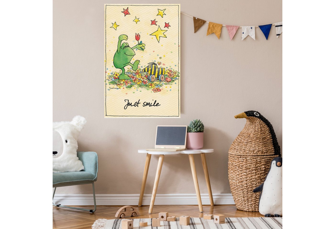 LuckyLinde Leinwandbild Der Froch - Just Smile, (1 St), Exklusive JANOSCH Kindermotive von LuckyLinde