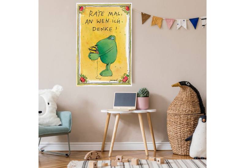 LuckyLinde Leinwandbild Der Froch und die Tigerente - Rate mal…, Ente, Figuren, Filmfiguren, Frosch, Motivationsbilder, Schriftzug, Tiere, Tiger (1 St), Exklusive JANOSCH Kindermotive von LuckyLinde