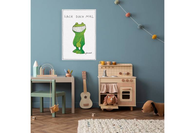 LuckyLinde Leinwandbild Der Frosch - Lach doch mal, Figuren, Filmfiguren, Frosch, Motivationsbilder, Schriftzug, Tiere (1 St), Exklusive JANOSCH Kindermotive von LuckyLinde