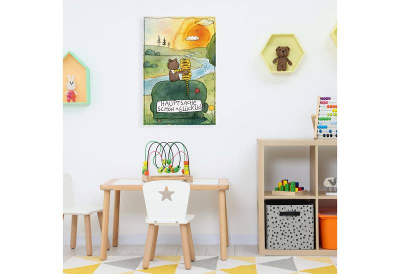 LuckyLinde Leinwandbild Der kleine Bär und der kleine Tiger - Hauptsache schön + glücklich, (1 St), Exklusive JANOSCH Kindermotive von LuckyLinde