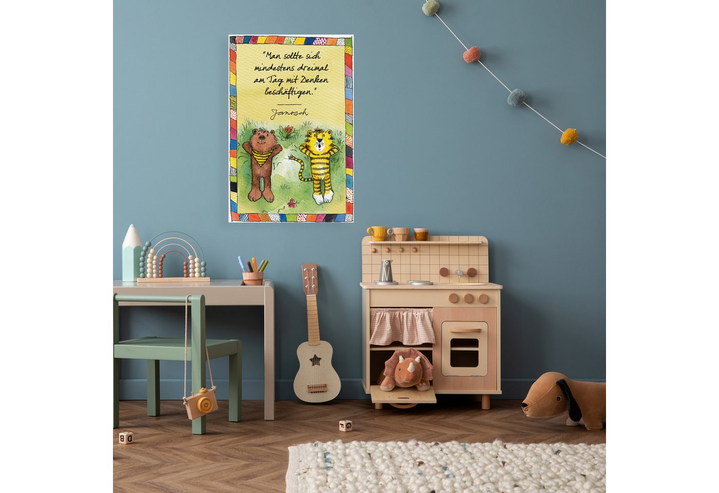 LuckyLinde Leinwandbild Der kleine Bär und der kleine Tiger - JANOSCH Zitat, (1 St), Exklusive JANOSCH Kindermotive von LuckyLinde