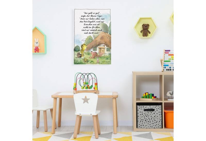 LuckyLinde Leinwandbild Der kleine Bär und der kleine Tiger vor ihrem Haus, (1 St), Exklusive JANOSCH Kindermotive von LuckyLinde
