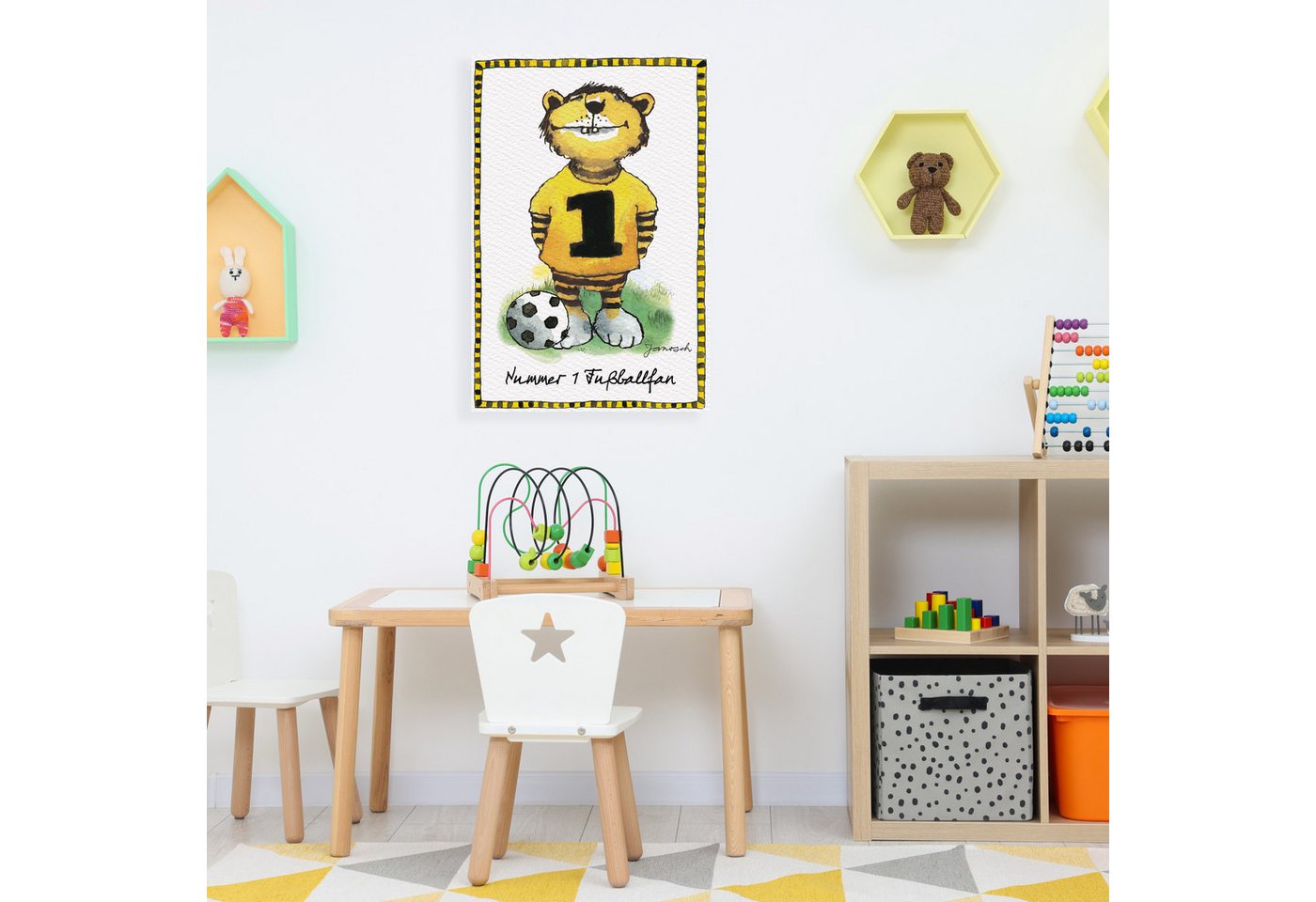 LuckyLinde Leinwandbild Der kleine Tiger - Fußballfan, Ente, Enten, Figuren, Filmfiguren, Motivationsbilder, Schriftzug, Sport, Sprüche, Tiere, Tiger, little star (1 St), Exklusive JANOSCH Kindermotive von LuckyLinde