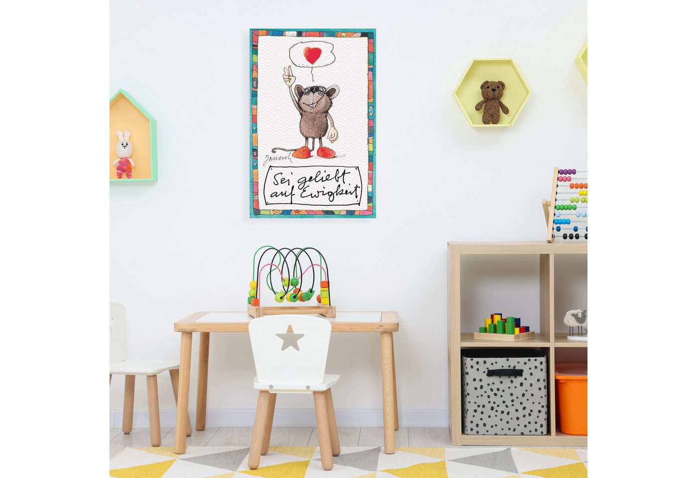 LuckyLinde Leinwandbild Sei geliebt auf Ewigkeit, Figuren, Filmfiguren, Herzbilder, Herzen, Motivationsbilder, Mäuse, Schriftzug, Sprüche, Tiere, little star (1 St), Exklusive JANOSCH Kindermotive von LuckyLinde