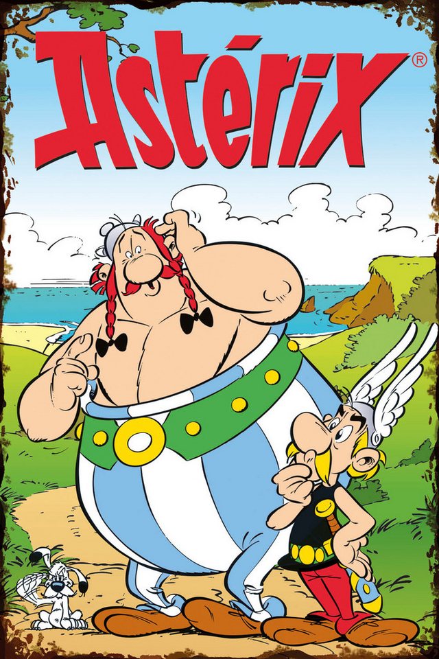 LuckyLinde Metallbild Asterix, Obelix und Idefix II, Cartoon, Comic, Fantasy, Figuren, Film, Filmfiguren (1 St), Stahlschild 20x30 cm Wanddeko Bild zum Film "Kampf der Häuptlinge" von LuckyLinde