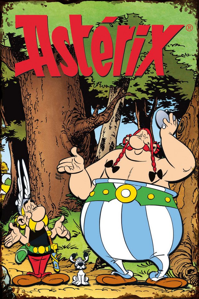 LuckyLinde Metallbild Asterix, Obelix und Idefix III, Cartoon, Comic, Fantasy, Figuren, Film, Filmfiguren (1 St), Stahlschild 20x30 cm Wanddeko Bild zum Film "Kampf der Häuptlinge" von LuckyLinde