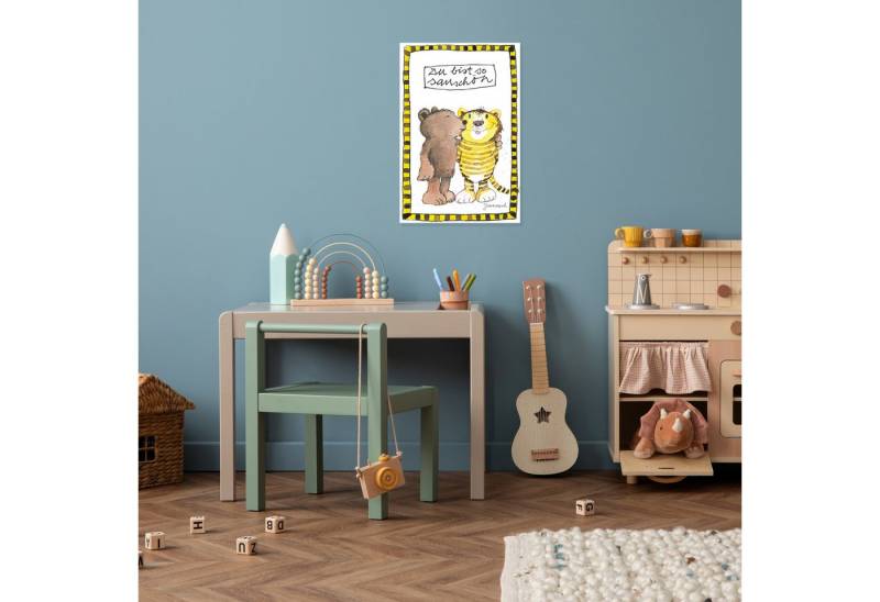 LuckyLinde Wanddekoobjekt Der kleine Bär und der kleine Tiger - Du bist so schön (1 St), Exklusive JANOSCH Kindermotive, Stahlschild von LuckyLinde