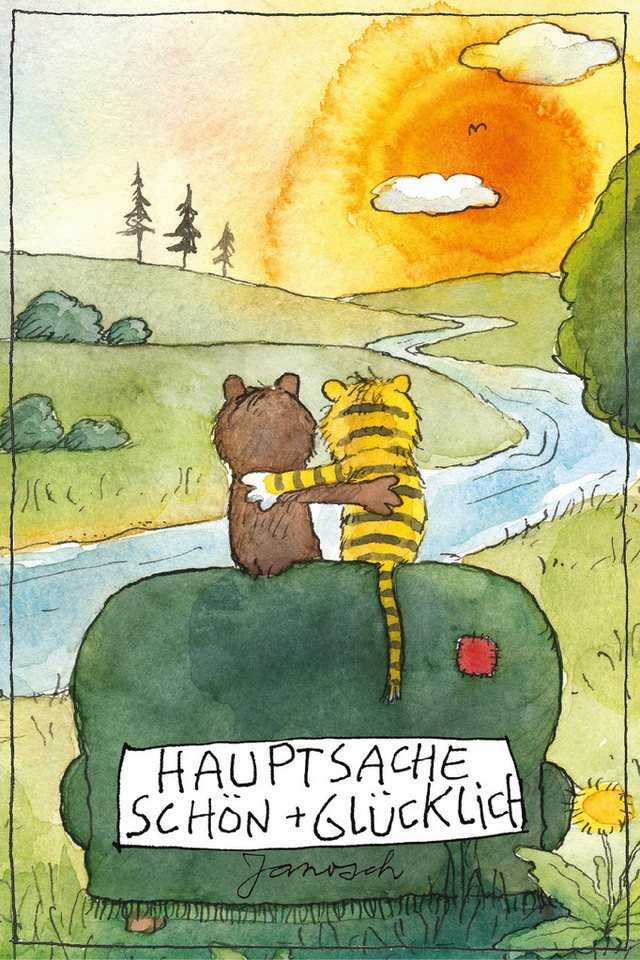 LuckyLinde Wanddekoobjekt Der kleine Bär und der kleine Tiger - Hauptsache schön + glücklich (1 St), Exklusive JANOSCH Kindermotive, Stahlschild von LuckyLinde