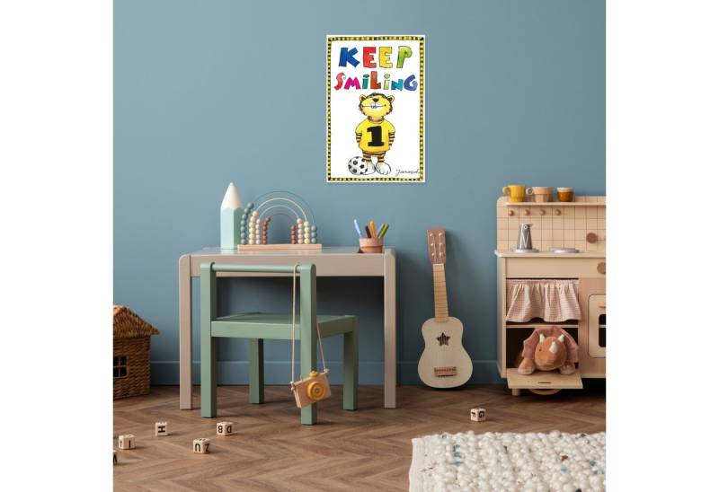 LuckyLinde Wanddekoobjekt Der kleine Tiger mit Fußball (1 St), Exklusive JANOSCH Kindermotive, Stahlschild von LuckyLinde