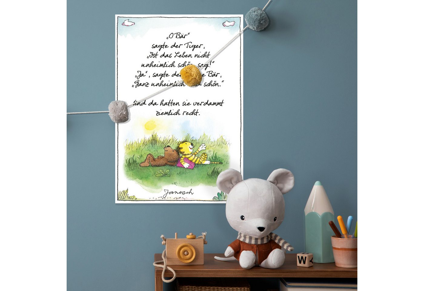 LuckyLinde Wanddekoobjekt Der kleine Tiger und der kleine Bär - JANOSCH Zitat (1 St), Exklusive JANOSCH Kindermotive, Stahlschild von LuckyLinde