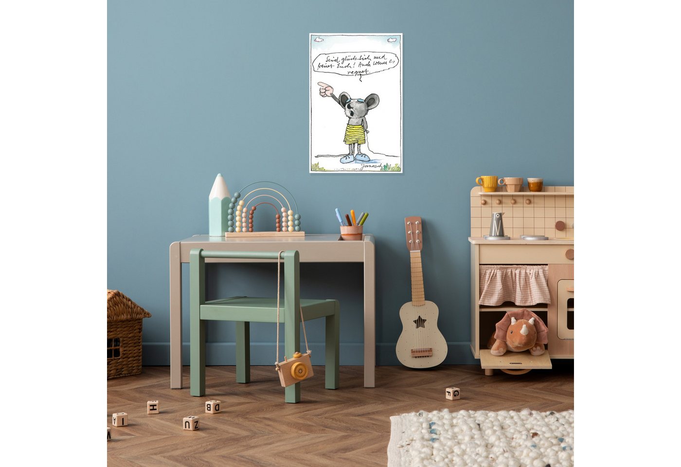 LuckyLinde Wanddekoobjekt Die kleine Maus - Seid glücklich… (1 St), Exklusive JANOSCH Kindermotive, Stahlschild von LuckyLinde