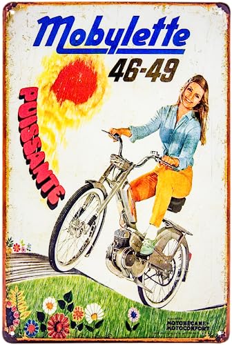 Retro Blechschild - Motorrad, Moped, Mofa Oldtimer Schild passend für Motobécane (Mobylette) und Frankreich Fans & Sammler 30 x 20 cm von LuckyLinde