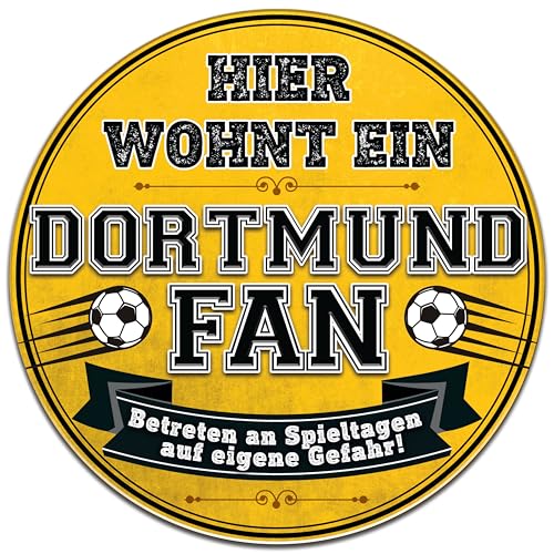 XL Retro Blechschild passend für Dortmund Fußball Fans, Deko Fanartikel, Fußballfan Geschenk, wetterfest, 30 cm rund XL Retro Blechschild passend für Dortmund Fußball Fans, Deko Fanartikel, Fußballfan Geschenk, wetterfest, 30 cm rund von LuckyLinde