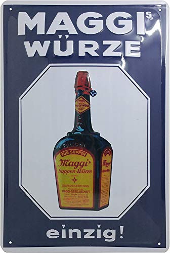 Geprägtes Retro Blechschild, Küchen Deko Schild passend für Maggi Fans, Liebhaber und Genießer 20 x 30 cm (blau) von LuckyLinde