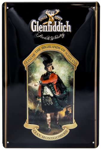 Retro Whisky Schotte Blechschild - passend für Glenfiddich Scotch Genießer - Bar WhiskyKeller Deko Schild - hochwertig geprägtes Stahlblech - 3D Effekt - 30 x 20 cm von LuckyLinde