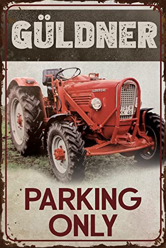 Traktor Parkplatz Alu Schild - Outdoor Parking Only passend für Güldner Traktor, Trekker, Bulldog Liebhaber 30x20 cm von LuckyLinde