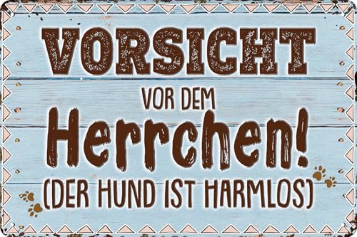 Wetterfestes 14 x 20 cm Blechschild, Wandschild, Türschild Vorsicht vor dem Herrchen, der Hund ist harmlos Wetterfestes 14 x 20 cm Blechschild, Wandschild, Türschild Vorsicht vor dem Herrchen, der Hund ist harmlos von LuckyLinde