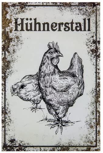 Wetterfestes 30 x 20 cm Alu-Dibond Hühnerstall Schild, Hühnerhof, Bauernhof Deko Metallschild von LuckyLinde