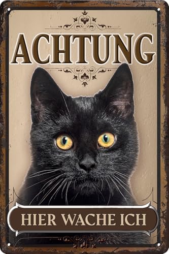 LUCKYLINDE – Wetterfestes Katzen Blechschild auch für den Außenbereich, Türschild, Hinweisschild, Warnschild: Achtung hier wache ich! - 20 x 30 cm (Bombay) LUCKYLINDE – Wetterfestes Katzen Blechschild auch für den Außenbereich, Türschild, Hinweisschild, Warnschild: Achtung hier wache ich! - 20 x 30 cm (Bombay) von LuckyLinde