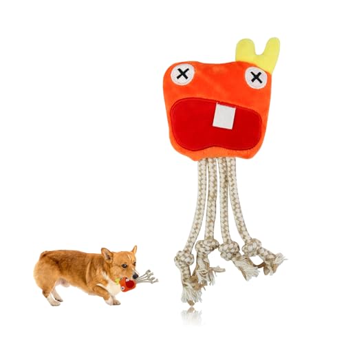 LuckyOpt Welpen-Zahnspielzeug mit Seil, niedliches, weiches Plüsch, quietschendes Hundespielzeug für Ohrentraining, interaktives Hundespielzeug für kleine Hunde, mittelgroße Hunde zum Zähneknirschen LuckyOpt Welpen-Zahnspielzeug mit Seil, niedliches, weiches Plüsch, quietschendes Hundespielzeug für Ohrentraining, interaktives Hundespielzeug für kleine Hunde, mittelgroße Hunde zum Zähneknirschen von LuckyOpt