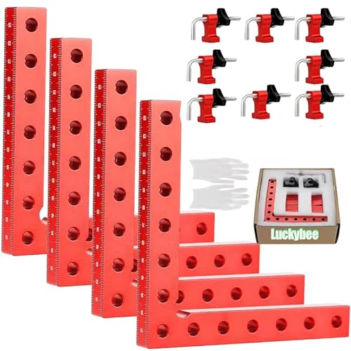 90 Grad Positionierwinkel 140mm/5,5 Zoll - 90 Grad Positionierwinkel Rechtwinklige Klemmen aus Aluminiumlegierung,L-Type Eckklemme,Winkelspanner für Bilderrahmen Regalschränke von Luckybee