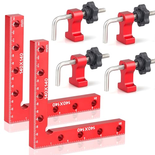 90 Grad Positionierwinkel 140mm/5,5 Zoll - 90 Grad Winkel Klemme Positionierwinkel,Rechtwinklige Klemmen aus Aluminiumlegierung,Messwinkel Rechtwinklige Klemme für Holzbearbeitung,Heimwerken,Handwerk von Luckybee