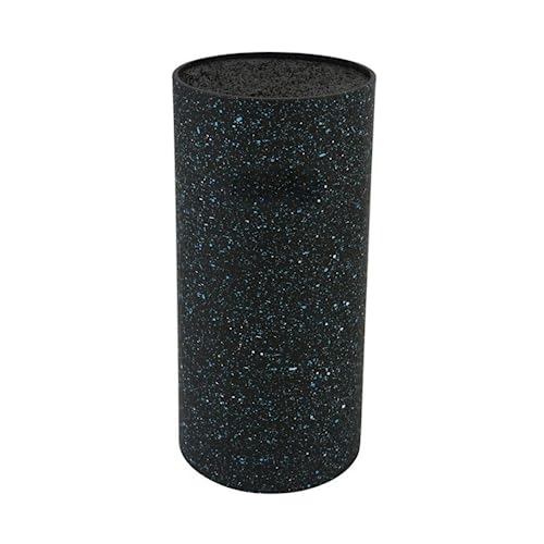 Luckyberg Messerblock Marmorierter ⌀11cm x Höhe 22cm, ohne Messer| universal Messerhalter für alle Küchenmesser, herausnehmbarer Borsteneinsatz - Rund, Messeraufbewahrung, Messerständers, (Schwarz) von Luckyberg