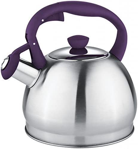 Luckyberg Moderne Wasserkessel Induktion Pfeifkessel aus Edelstahl, Teekessel für alle Kochplatten, Flötenkessel, Wasserkocher für Tee Kaffee, ca 1,8L (Lila) von Luckyberg