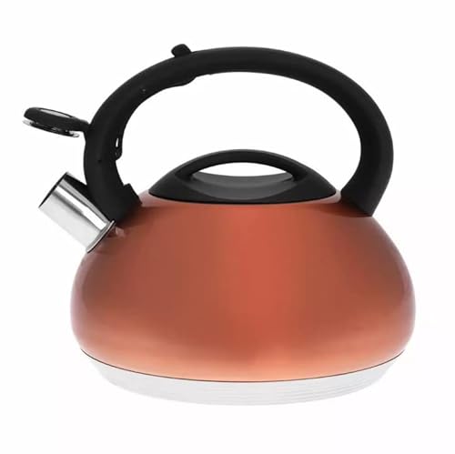 Luckyberg Moderne Wasserkessel Induktion Pfeifkessel aus Edelstahl, Teekessel für alle Kochplatten, Flötenkessel, Wasserkocher für Tee Kaffee, ca 3L, (Kupfer glanz) von Luckyberg