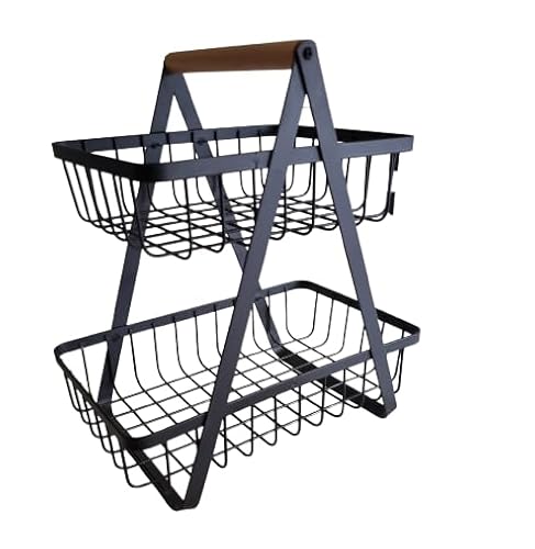 Luckyberg Obst Etagere 2 Stöckig | Küche Stehend Moderne Obstschalen, Obstschale Gemüse Regal. Rack Obstschale, Küche Ablagekorb,Gemüsegestell, Gemüse Brot Snacks Korb. (1) von Luckyberg