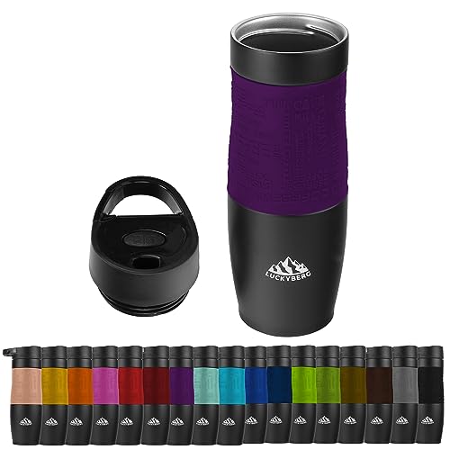 Luckyberg Thermobecher 400ml | 480ml Isolierbecher in vielen Farben, Thermoskanne doppelwandig für heißes und kaltes Geträn, Vakuum-isolierter Reisebeche| |1 Stück (480 ml, Lila_Violett) von Luckyberg