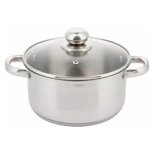 Luckyberg Topf Induktion Kochtopf, Edelstahl, mit Glasdeckel Dampfloch, unbeschichtet, für alle Herdarten, Cooking Pot, Backofenfest, Fleischtopf, Gemüsetopf, Spülmaschinenfest. (Ø18cm 2,1l) von Luckyberg