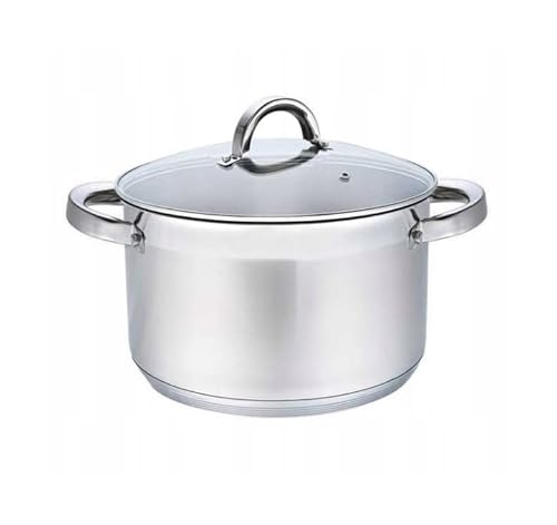 Luckyberg Topf Induktion Kochtopf, Edelstahl, mit Glasdeckel Dampfloch, unbeschichtet, für alle Herdarten, Spülmaschinenfest, Fleischtopf, Gemüsetopf, Cooking Pot (Kapazität 4,6l) von Luckyberg