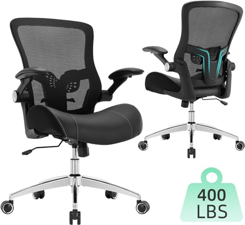 Bürostuhl, ergonomischer Schreibtischstuhl, mittlere Netz-Rückenlehne, Heimbüro, Schreibtischstühle mit links-rechts-Einstellung, dicker breiter weicher Sitz, Chef-Computer-Arbeitsstuhl von Luckyear