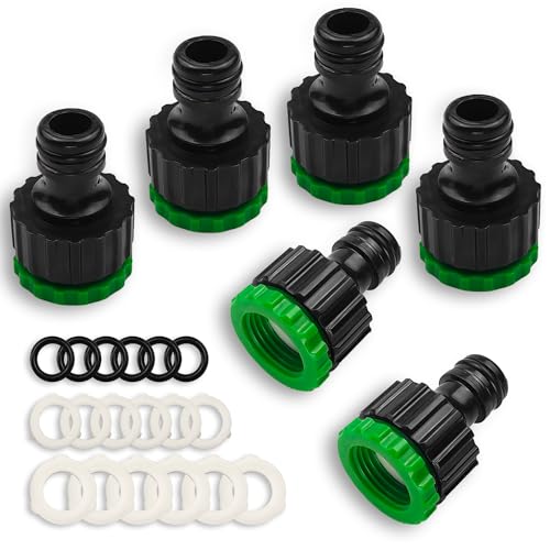 Gartenschlauch-Wasserhahnanschluss – BSP-Gewinde-Wasserhahnanschluss für 1,9 cm und 1,27 cm 2-in-1-Gewinde-Wasserhahn-Adapter, 6 Stück Gartenschlauch-Wasserhahnanschluss – BSP-Gewinde-Wasserhahnanschluss für 1,9 cm und 1,27 cm 2-in-1-Gewinde-Wasserhahn-Adapter, 6 Stück von Luckynono