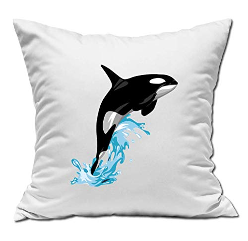 Luckyprint Orca Jumping Whale Ocean Nature Art Weißes Kissen 40x40cm von Luckyprint