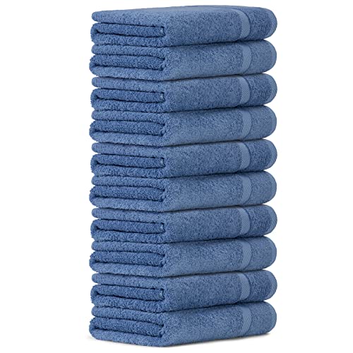 Luckytowel 10er Set Duschtücher 70x140 cm 100% Baumwolle, 600g/m² Oeko-Tex Duschtuch-Set 10er Pack Blau von Luckytowel