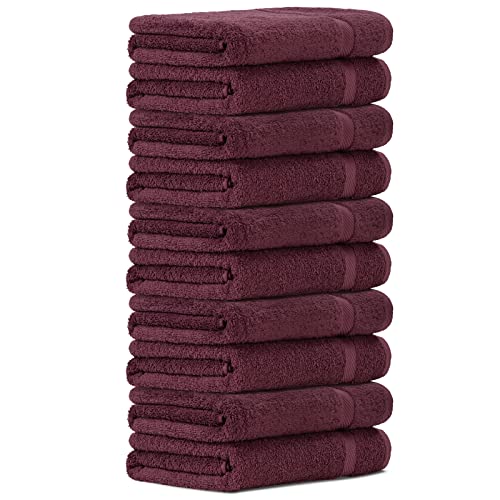 Luckytowel 10er Set Duschtücher 70x140 cm 100% Baumwolle, 600g/m² Oeko-Tex Duschtuch-Set 10er Pack Bordeaux von Luckytowel