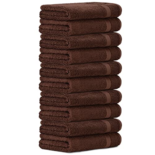 Luckytowel 10er Set Duschtücher 70x140 cm 100% Baumwolle, 600g/m² Oeko-Tex Duschtuch-Set 10er Pack Braun von Luckytowel