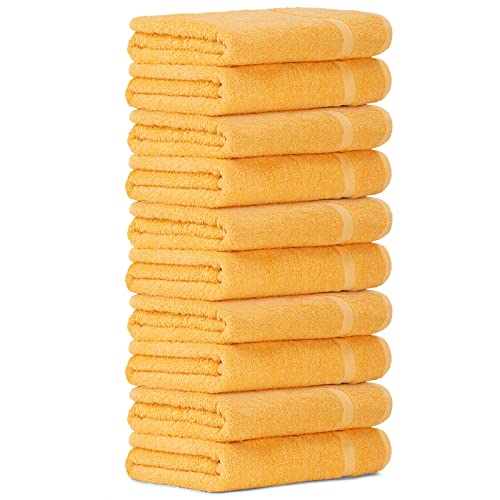 Luckytowel 10er Set Duschtücher 70x140 cm 100% Baumwolle, 600g/m² Oeko-Tex Duschtuch-Set 10er Pack Gelb von Luckytowel