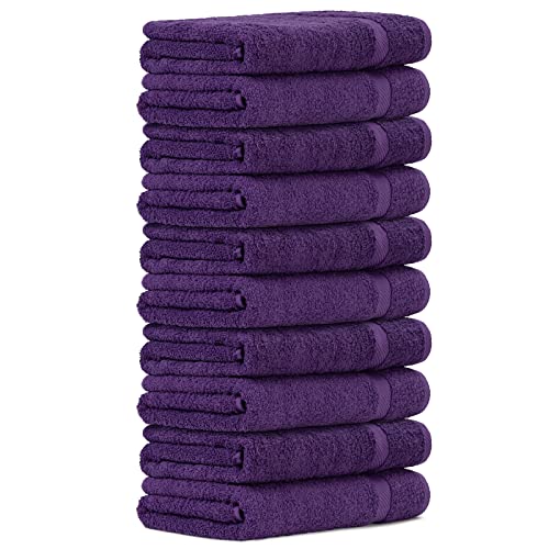 Luckytowel 10er Set Duschtücher 70x140 cm 100% Baumwolle, 600g/m² Oeko-Tex Duschtuch-Set 10er Pack Lila von Luckytowel