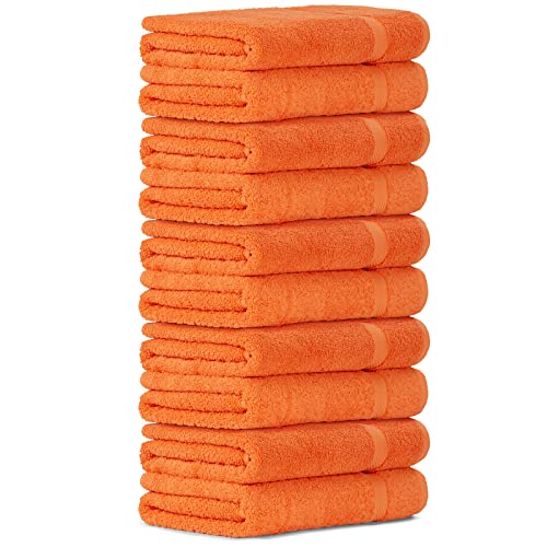 Luckytowel 10er Set Duschtücher 70x140 cm 100% Baumwolle, 600g/m² Oeko-Tex Duschtuch-Set 10er Pack Orange von Luckytowel