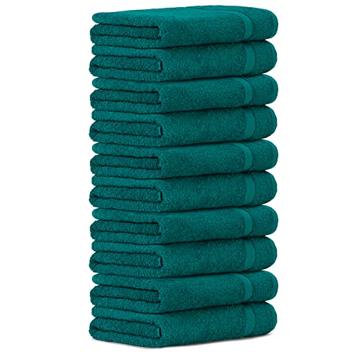 Luckytowel 10er Set Duschtücher 70x140 cm 100% Baumwolle, 600g/m² Oeko-Tex Duschtuch-Set 10er Pack Petrol von Luckytowel